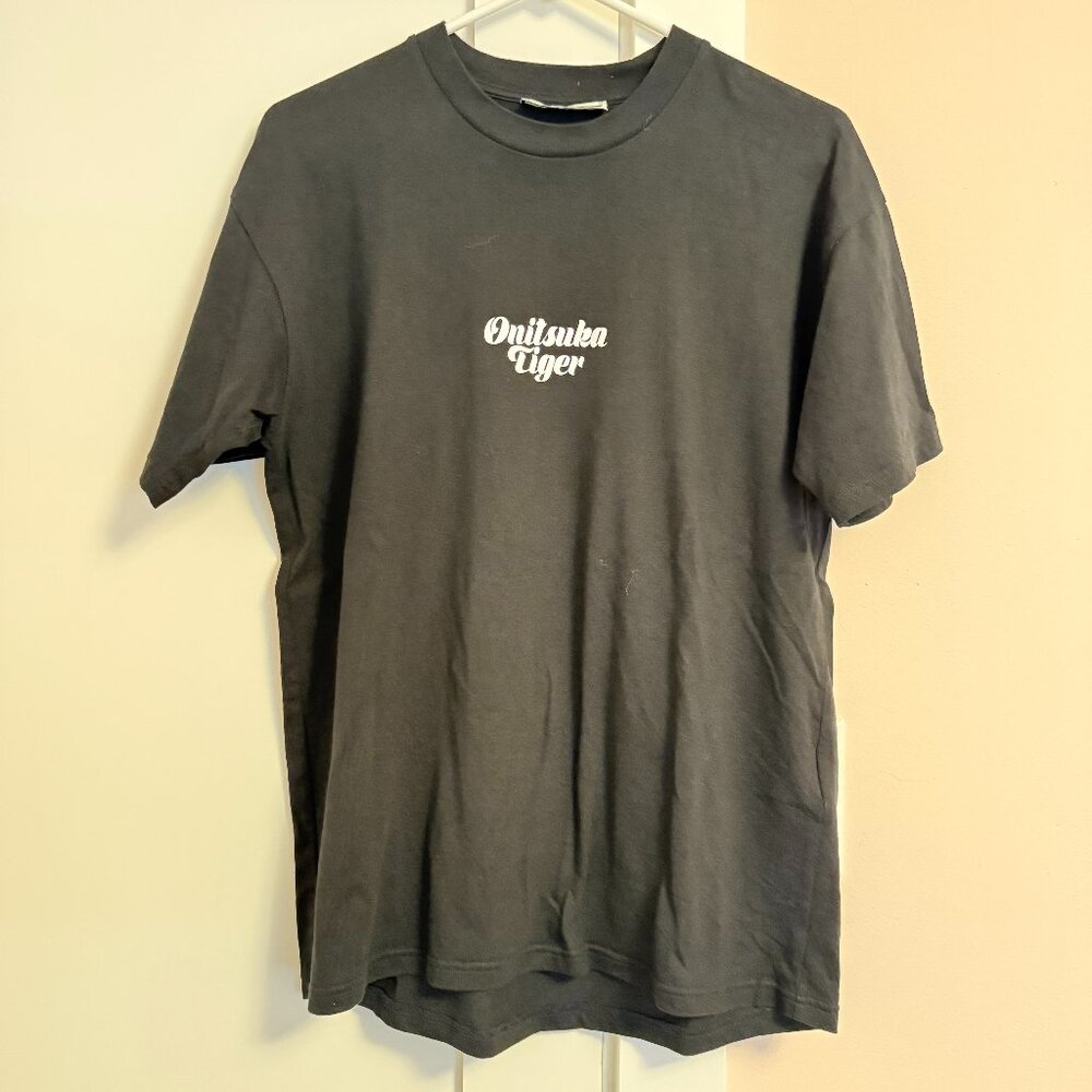 Onitsuka  Tiger Crew Neck Short Sleeve Tee Black 100% Cotton S Relaxed Fit